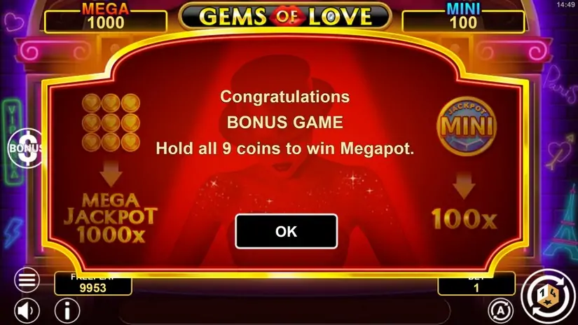 Gems Of Love Hold And Win slot screenshot 3