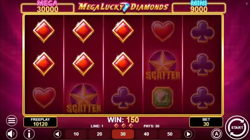 Mega Lucky Diamonds slot screenshot 2
