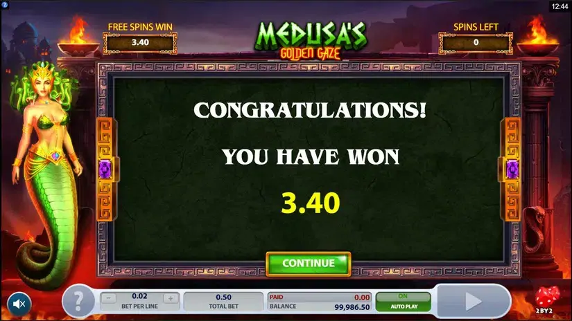Medusa’s Golden Gaze slot screenshot 