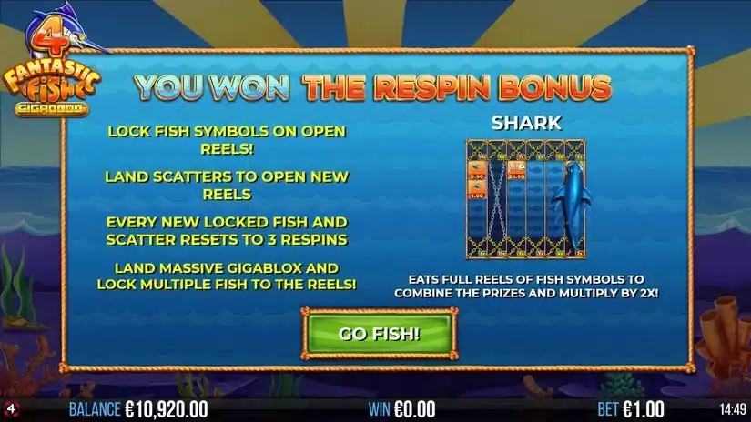 4 Fantastic Fish Gigablox slot screenshot 3
