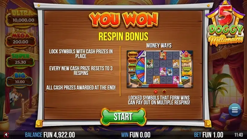 5 Doggy Millionaires Dream Drop slot screenshot 3