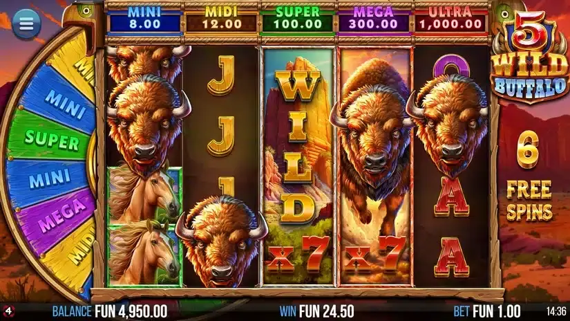 5 Wild Buffalo slot screenshot 