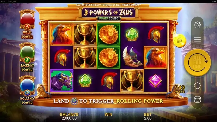 3 Powers of Zeus POWER COMBO slot screenshot 