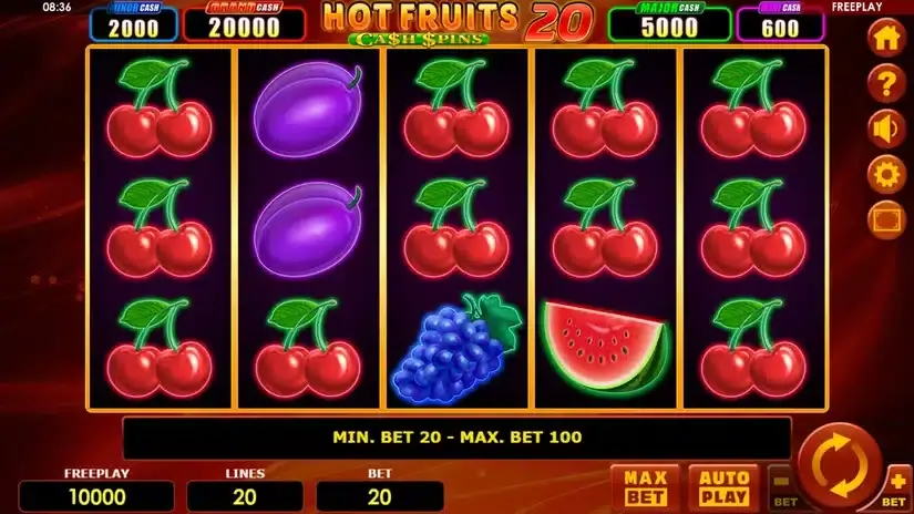 Hot Fruits 20 Cash Spins slot screenshot 