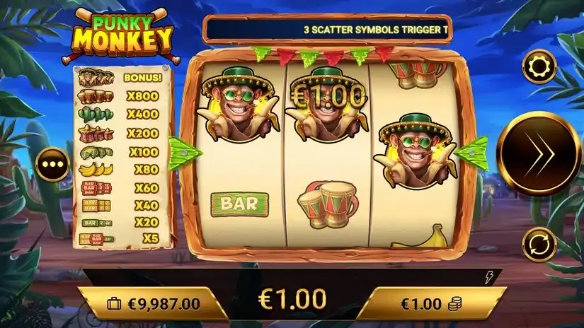 Punky Monkey slot screenshot 2