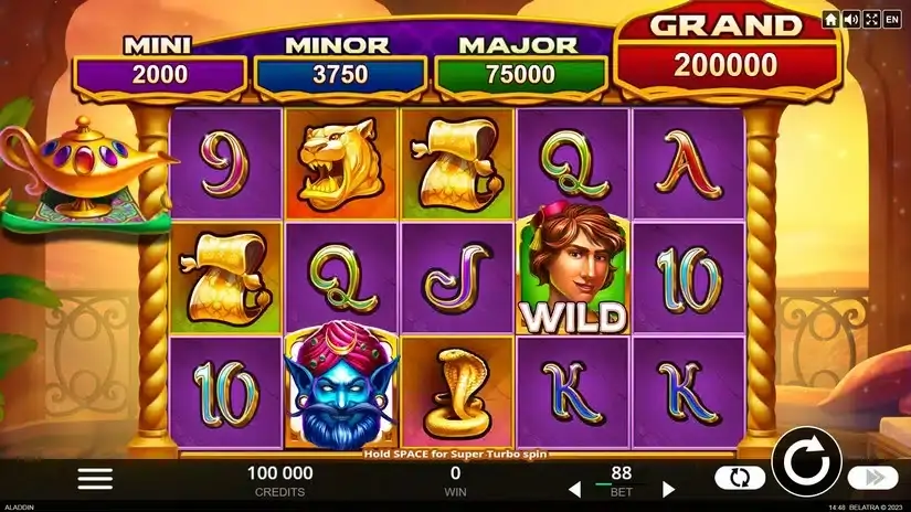 4 Secrets of Aladdin slot screenshot 