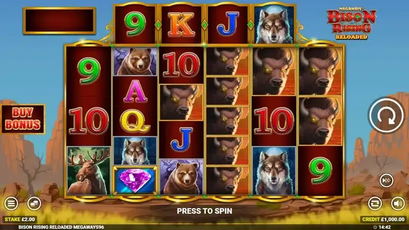 Bison Rising Reloaded Megaways slot screenshot 1