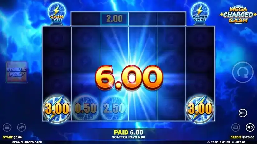 Mega Charged Cash slot screenshot 