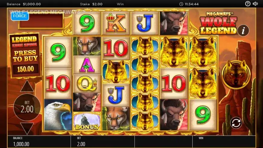 Wolf Legend Megaways slot screenshot 
