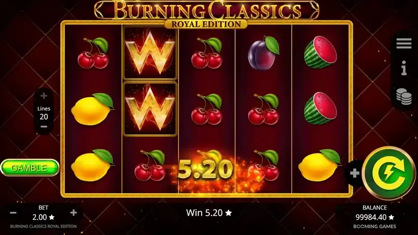 Burning Classics Royal Edition slot screenshot 2