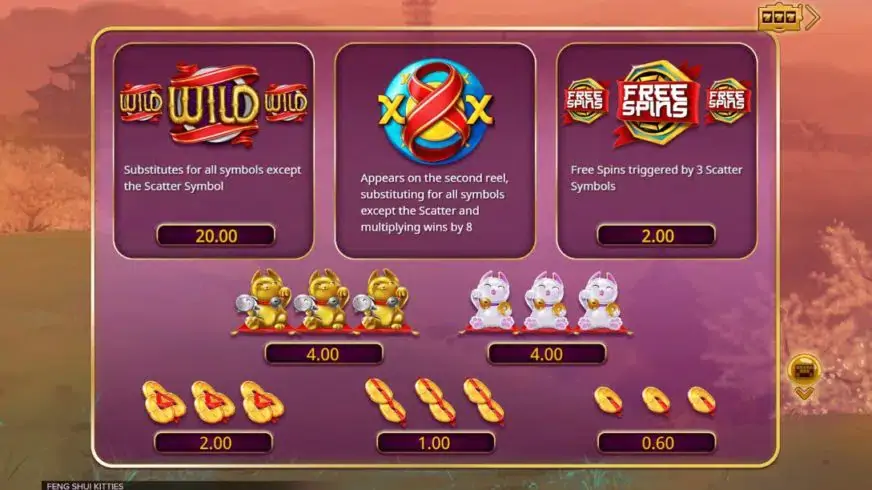Feng Shui Kitties slot screenshot 2