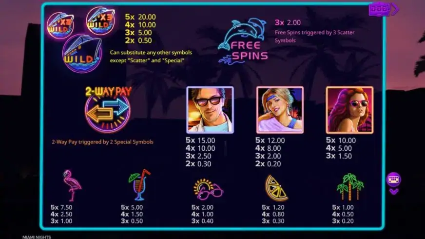 Miami Nights slot screenshot 3