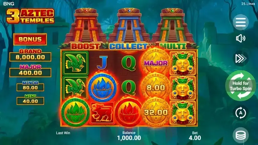 3 Aztec Temples slot screenshot 1