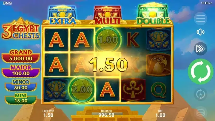 3 Egypt Chests slot screenshot 2