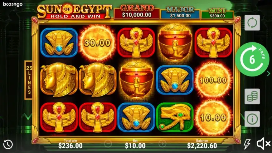 Sun Of Egypt slot screenshot 2