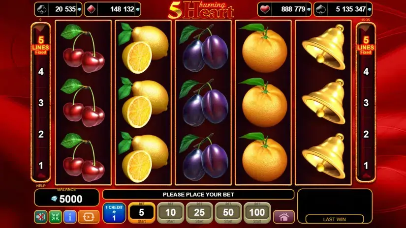 5 Burning Heart slot screenshot 1