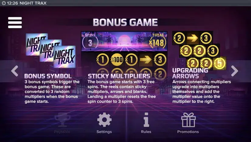 Night Trax slot screenshot 9