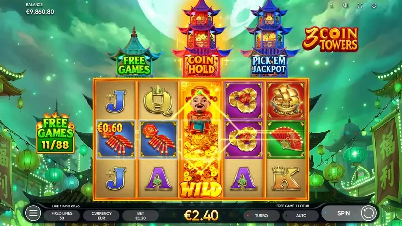 3 Coin Towers slot screenshot 5
