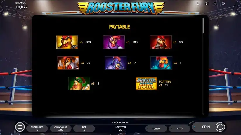 Rooster Fury slot screenshot 