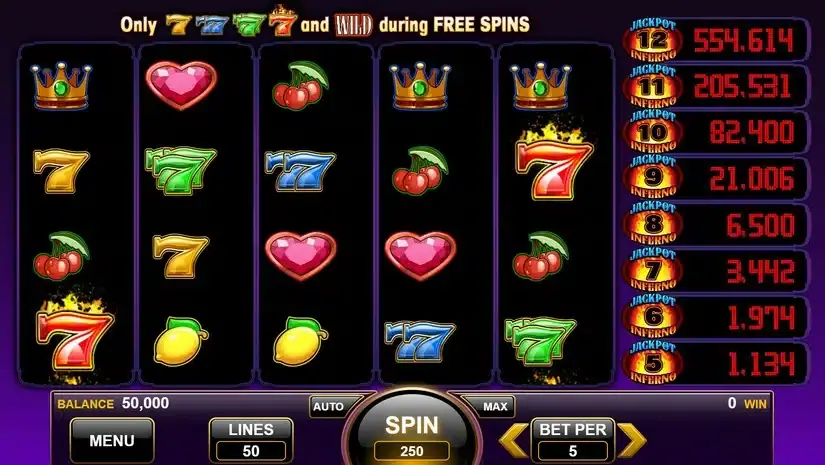 Jackpot Inferno slot screenshot 1