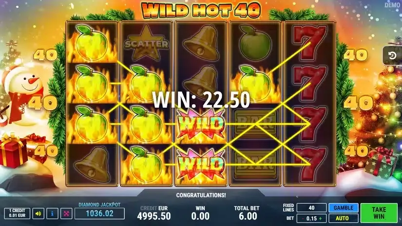 Wild Hot 40 Christmas slot screenshot 3