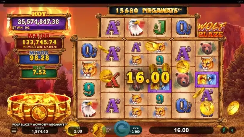 Wolf Blaze WOWPOT! Megaways slot screenshot 3