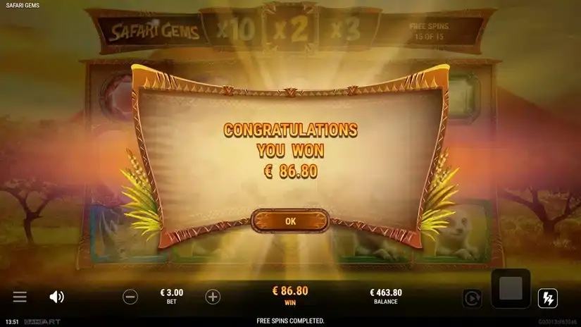 Safari Gems slot screenshot 7