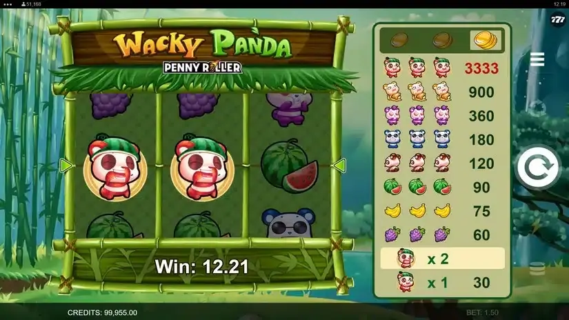 Wacky Panda slot screenshot 