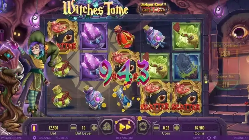 Witches Tome slot screenshot 2