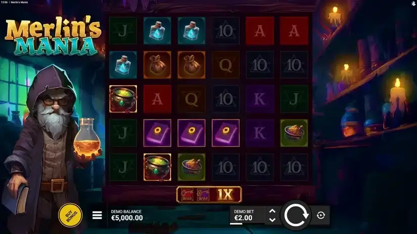 Merlin’s Mania slot screenshot 