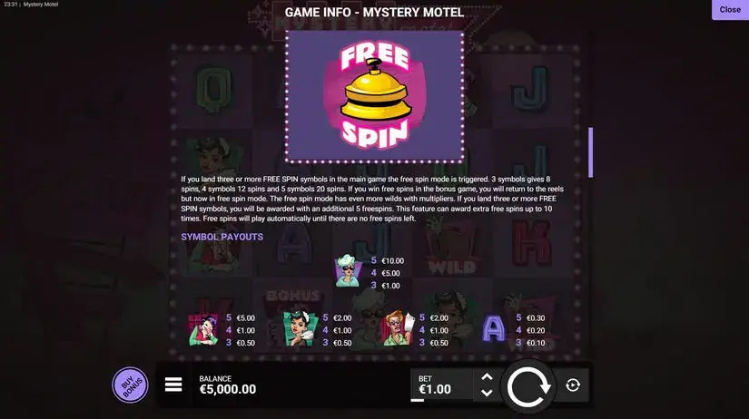 Mystery Motel slot screenshot 4
