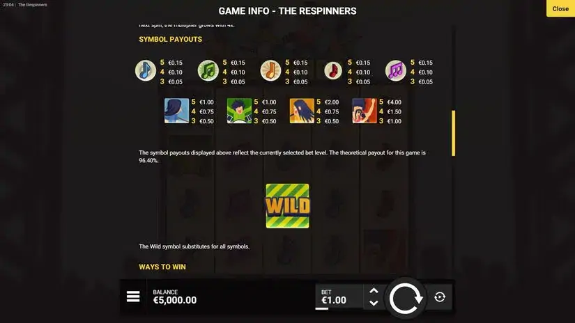 The Respinners slot screenshot 2