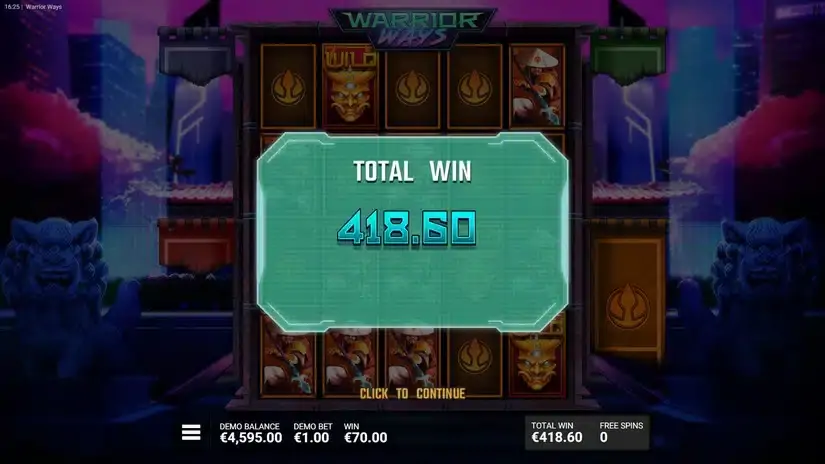 Warrior Ways slot screenshot 
