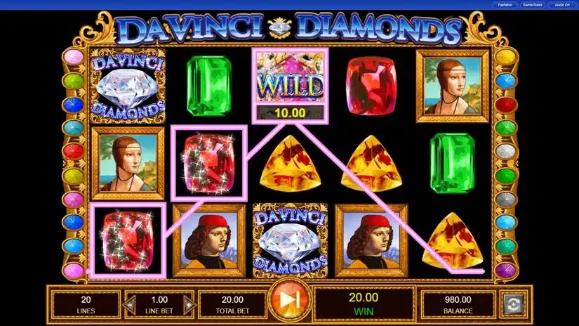 Da Vinci Diamonds slot screenshot 3