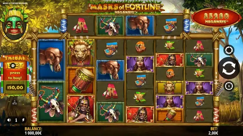 Masks of Fortune Megaways slot screenshot 