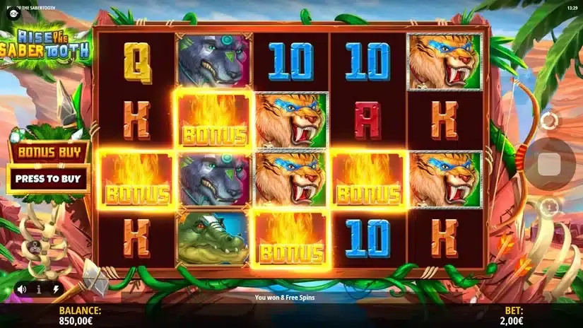 Rise of the Sabertooth slot screenshot 2