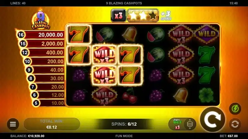 9 Blazing Cashpots slot screenshot 5