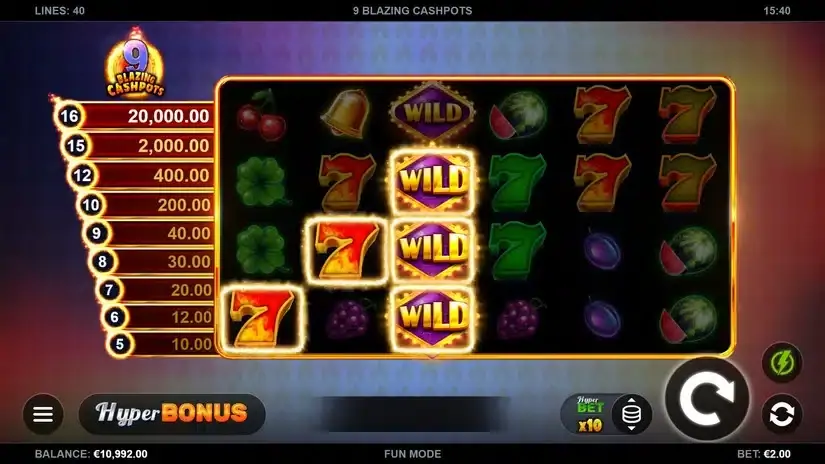 9 Blazing Cashpots slot screenshot 2
