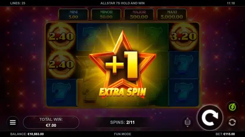 AllStar 7s Hold and Win slot screenshot 4