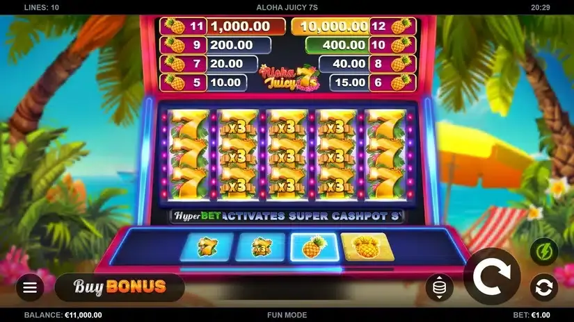 Aloha Juicy 7s slot screenshot 1