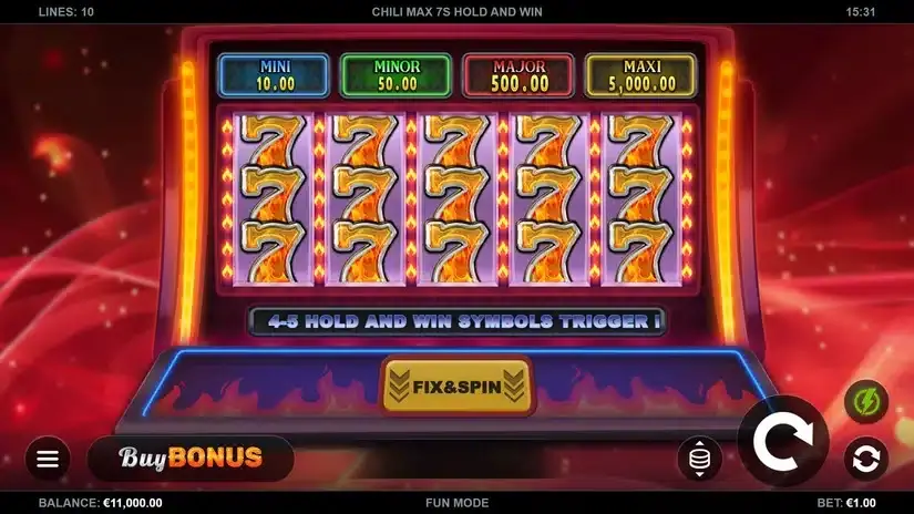 Chili Max 7s Hold and Win slot screenshot 1