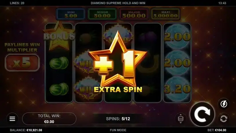 Diamond Supreme Hold and Win slot screenshot 5