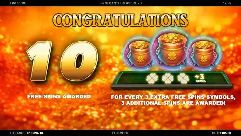 Finnegan’s Treasure 7s slot screenshot 2