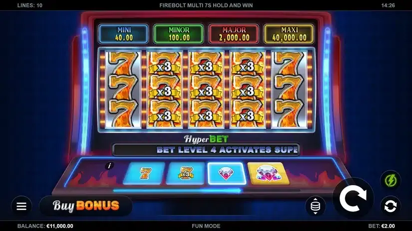Firebolt Multi 7s Hold and Win slot screenshot 1