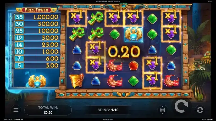 Horus Fire PrizeTower slot screenshot 4