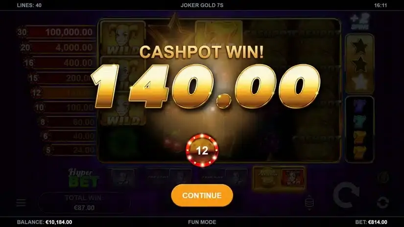 Joker Gold 7s slot screenshot 5