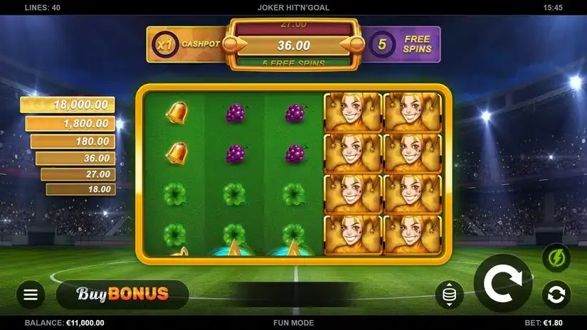 Joker Hit ‘n’ Goal slot screenshot 