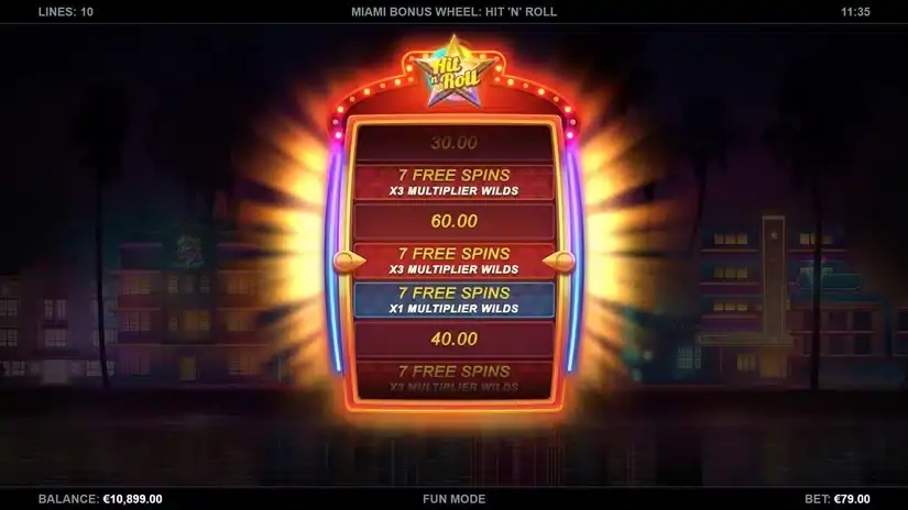 Miami Bonus Wheel Hit ‘n’ Roll slot screenshot 2