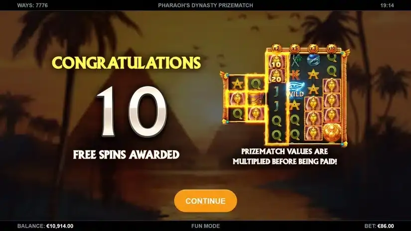 Pharaoh’s Dynasty PrizeMatch slot screenshot 2
