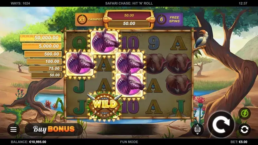 Safari Chase Hit ‘n’ Roll slot screenshot 2